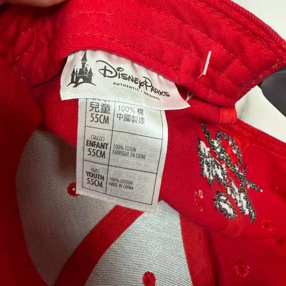 Disney Parks Mickey Mouse Pixel Snapback Hat Kids Youth 55cm Red Black
